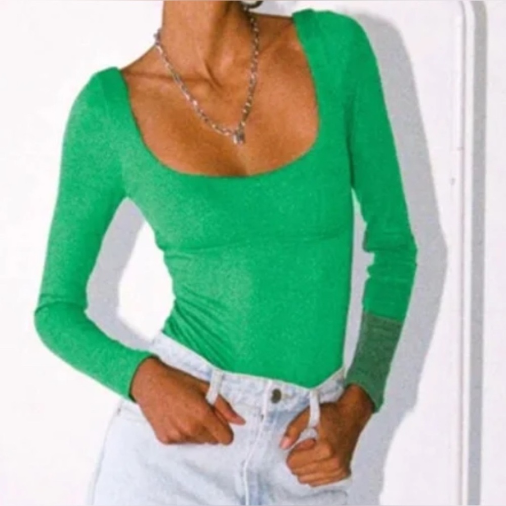Princes Polly Crosby Long Sleeve Bodysuit Green Size US 4 NWT!